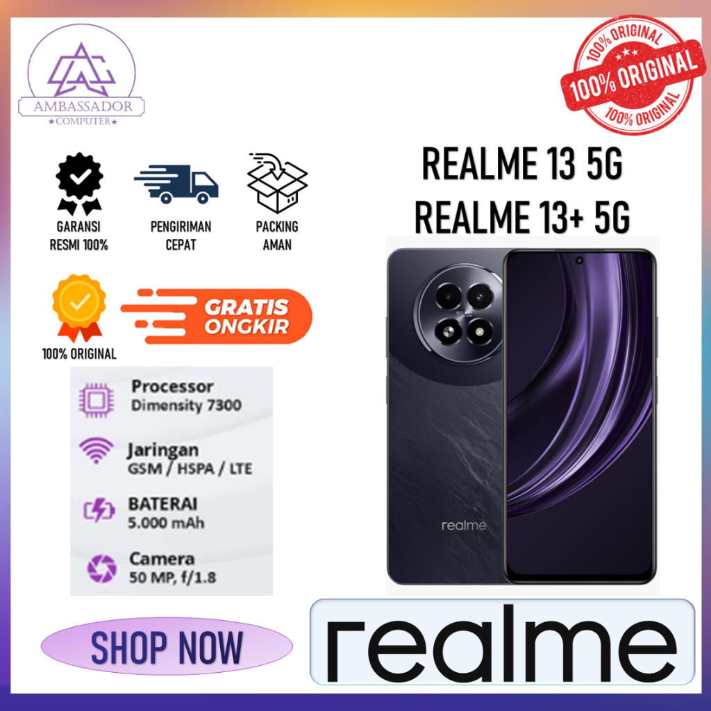handphone realme 13 & realme 13 5G ram 12gb storage 256gb