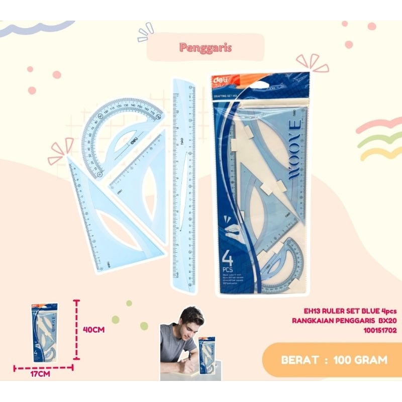 

Penggaris Segitiga Deli Ruler 1 set