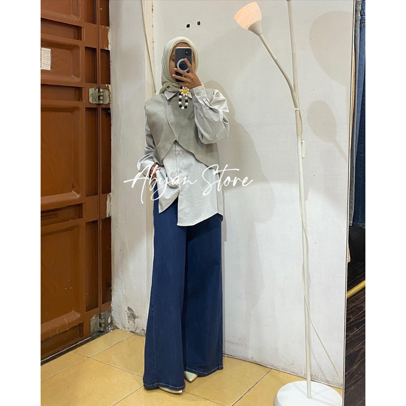 setelan kemeja vest wanita/kemeja polos vest/set kemeja dan vest