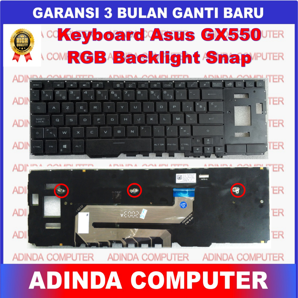 Keyboard Asus ROG Zephyrus Duo 15 GX550 GX550L GX550LWS GX550LXS RGB Backlight Snap