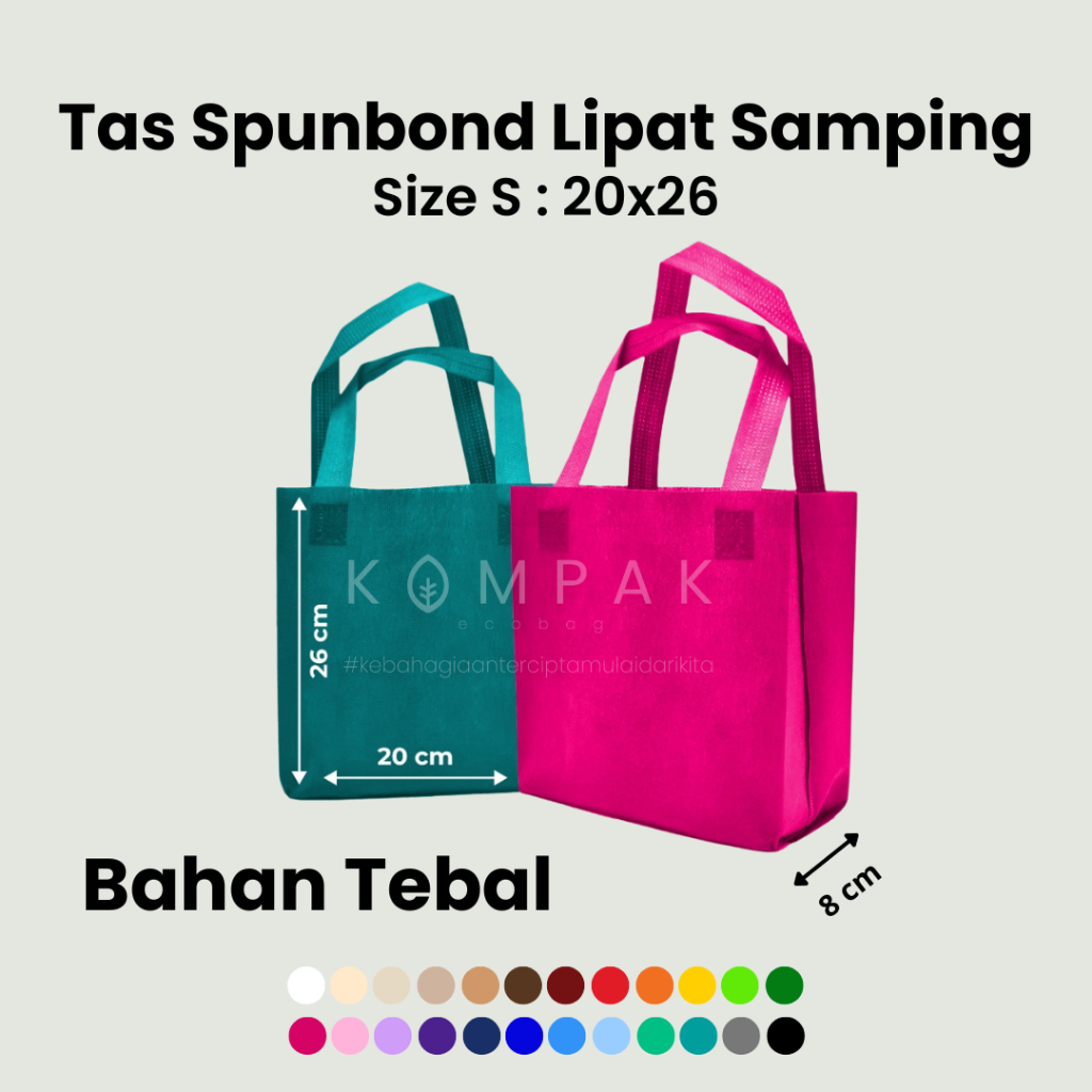 

1 LUSIN/12PCS - Tas Spunbond Press Handle Lipat Samping 20x26 cm Kantong Goodie Bag