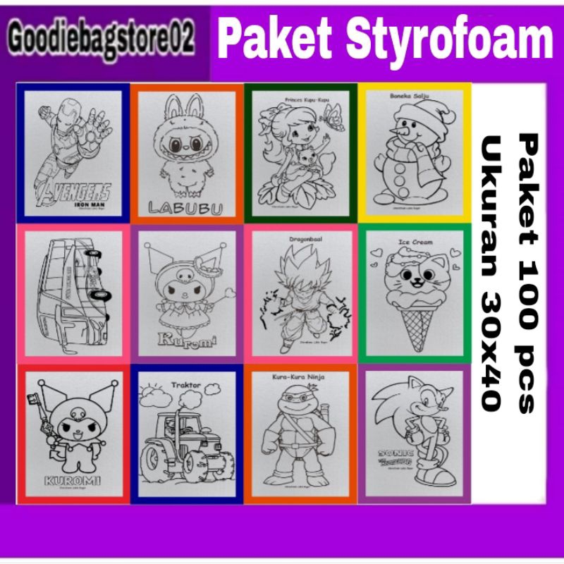 

(100 pcs) Paket Styrofoam Lukis Gabus Mewarnai 30x40 cm