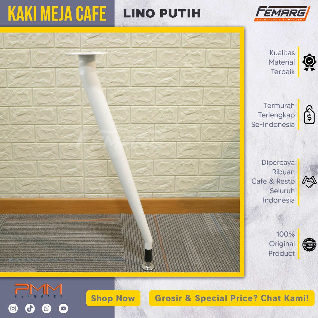 kaki meja FEMARG lino putih | cafe restoran foodcourt antik besi cor