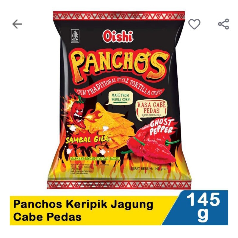 

Oishi Panchos keripik jagung cabe pedas 140G