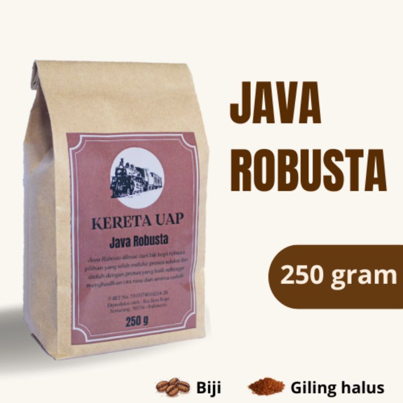 

Kopi Kereta Uap Java Robusta Biji/Bubuk 250 g