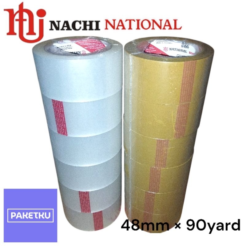 

LAKBAN OPP NATIONAL MERAH ( Coklat / Bening ) 48mm x 90yard