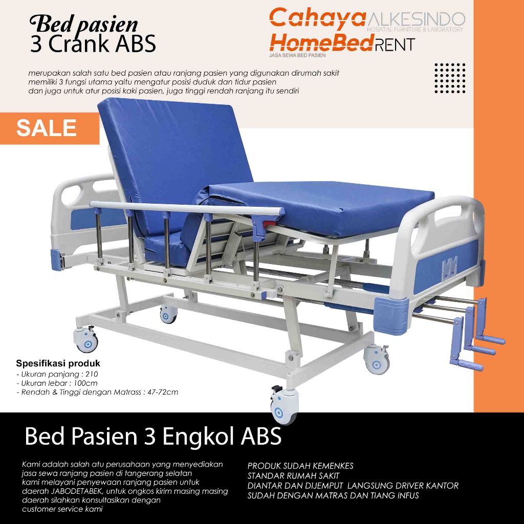 Bed Pasien 3 engkol ABS GTT | Ranjang Tempat Tidur Rumah Sakit 3 Crank