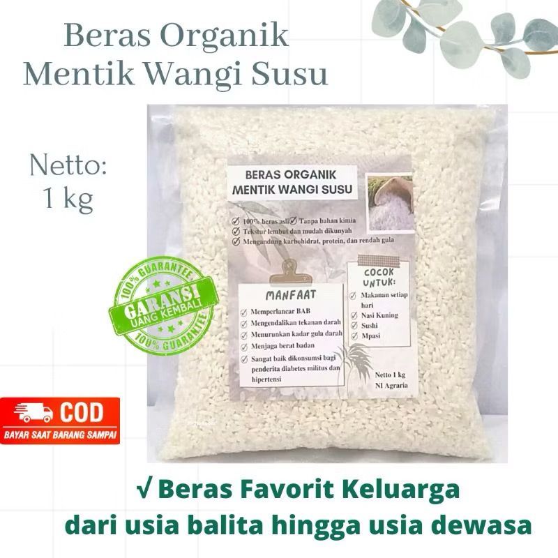 

Beras Organik Mentik Wangi susu Pandan Wangi 1 kg Kemasan Vacum