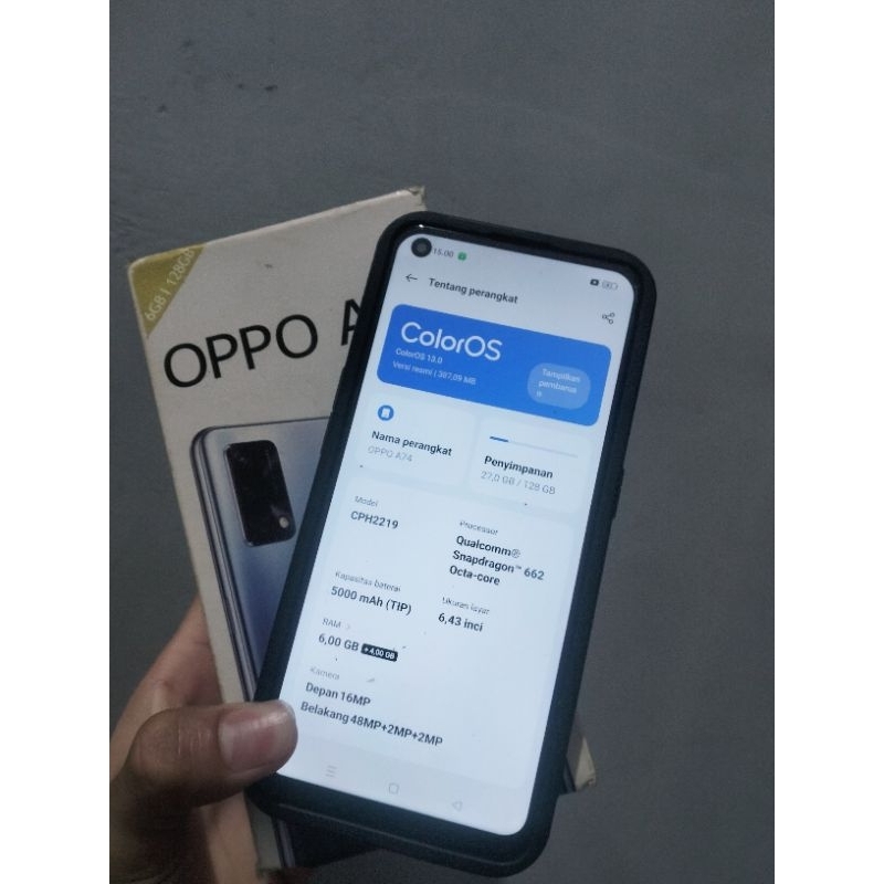 hp seken Oppo a74 6/128 fullset hp ORI