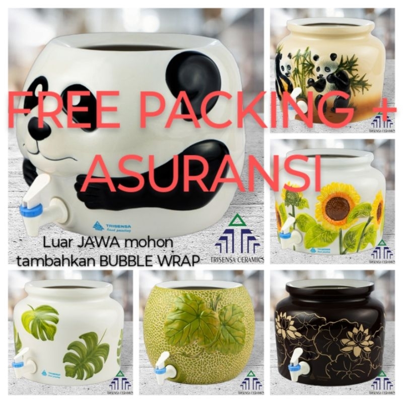 GUCI GALON KERAMIK TRISENSA + FREE PACKAGING | SEMUA VARIAN (EMBOSS, KEROK, LUKIS, POLOS)