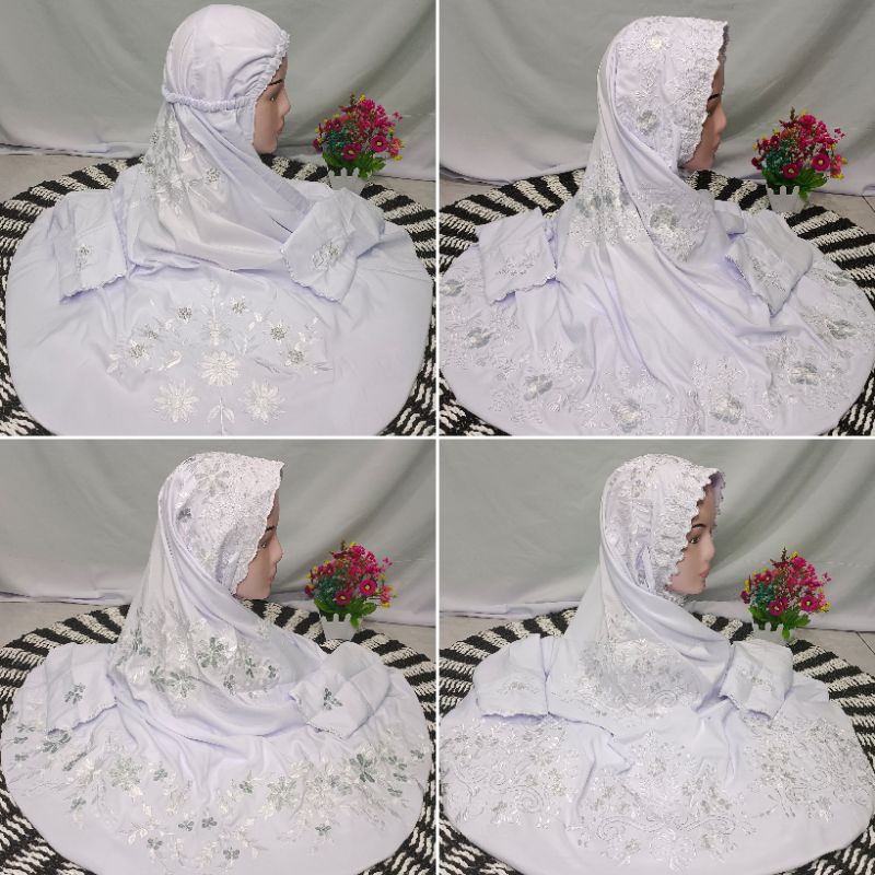 MUKENA LAJURAN MUKENA TERUSAN MUKENA BORDIR PUTIH