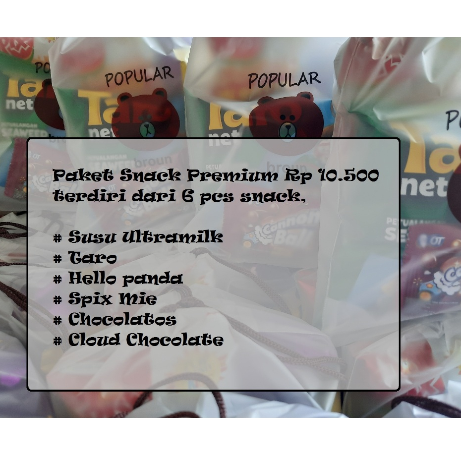 

Paket Snack Ulang Tahun / Paket Snack Rp 9.500,- / Pouch Hampers Mini / Bingkisan Ulang tahun / Paket Snack Ulang Tahun Anak / Paket snack ulang tahun kemasan pouch kecil / Hampers snack / Bingkisan Hampers / Parcel Ultah / Khitanan / Ramadhan / Lebaran