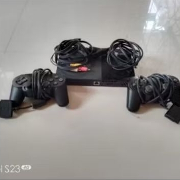 termurah promo ps2 slim edition preloved full set + 2 joystick + kabel av ke tv