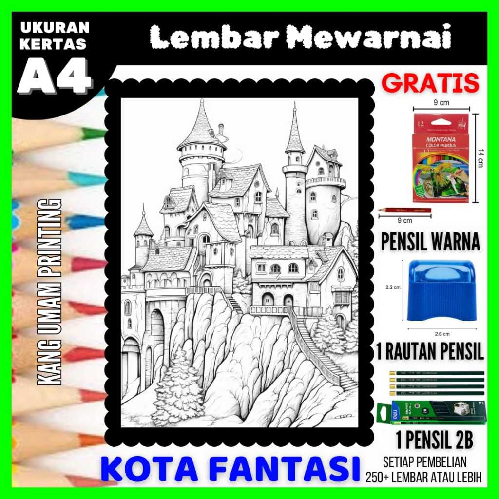 

Lembar Mewarnai Gambar Kota Fantasi / Kastil Untuk Semua Usia Bagian 06, Sketsa, Drawing , Coloring