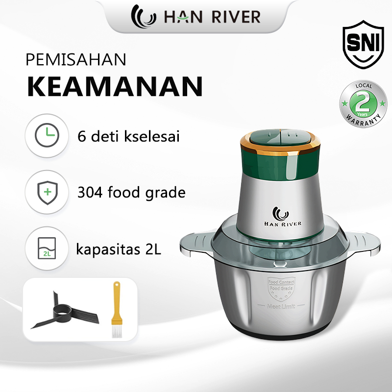 NoV HAN RIVER Blender Chopper 2L Penggiling Daging elektrik Blender Daging multifungsi dW