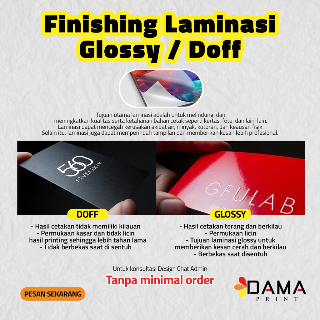 

Fivesixty Finishing Laminasi Glossy / Doff - Laminnating Menu - Laminnating Poster