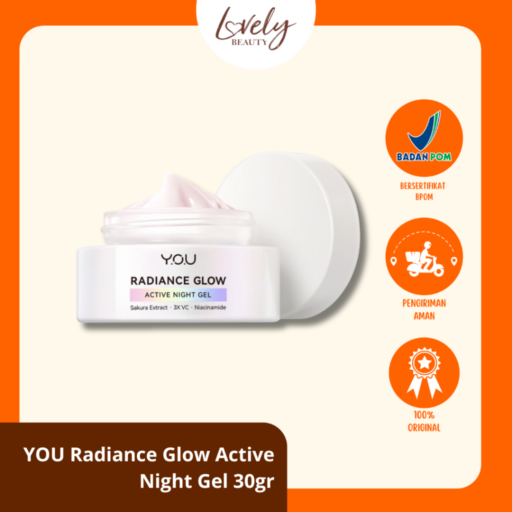 YOU Radiance Glow Active Night Gel 30gr - Krim Malam Wajah Ori BPOM