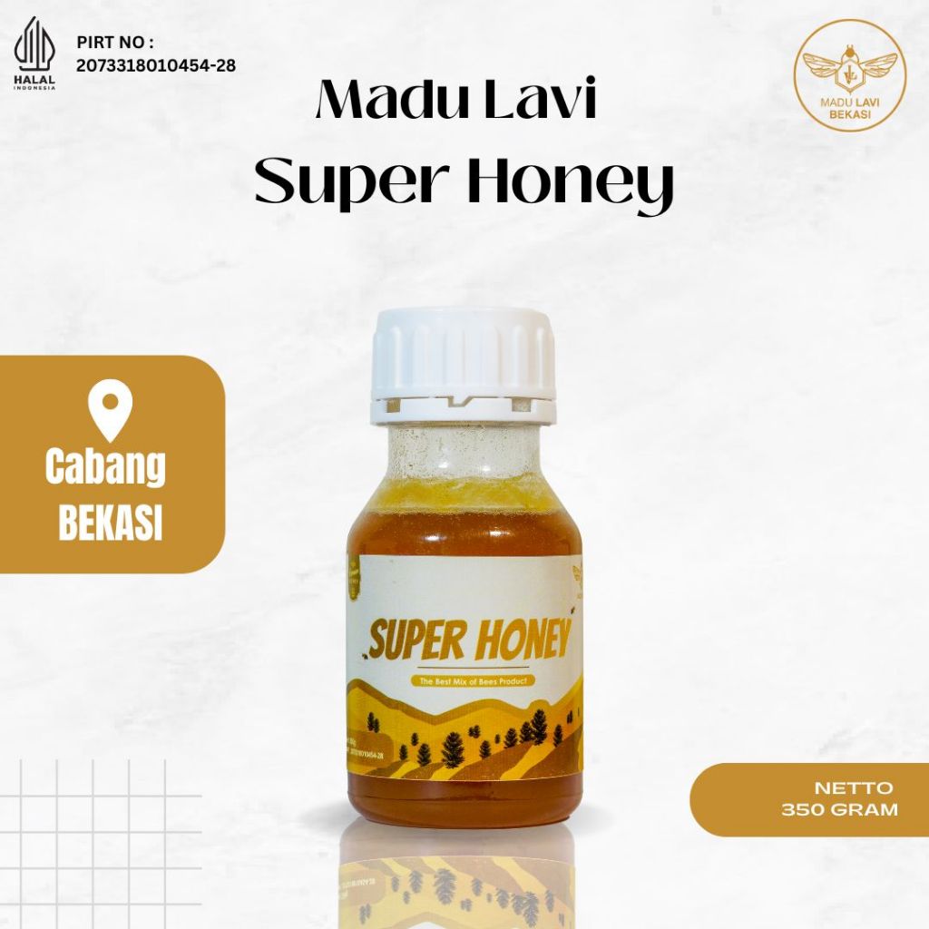 

Madu Lavi Super Honey 350gram 100% Mix Raw Honey Royal Jelly Beepollen dan Propolis