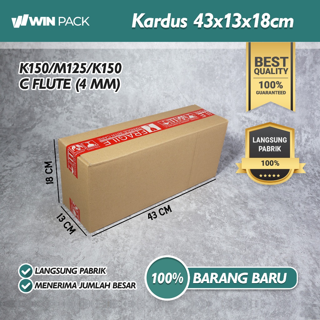 

(Isi 10 Pcs) Kardus Karton Box Packing Polos | 43x13x18 cm | Polos