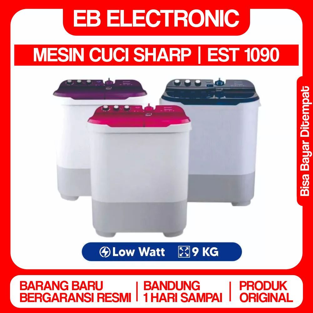 MESIN CUCI SHARP ES T 1070 SJ 10Kg 2 tabung low watt