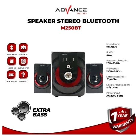 Speaker Aktif Advance M250 BT Bluetooth / M250BT / M 250BT Subwoofer Bass Xtra Power Sound Speaker w