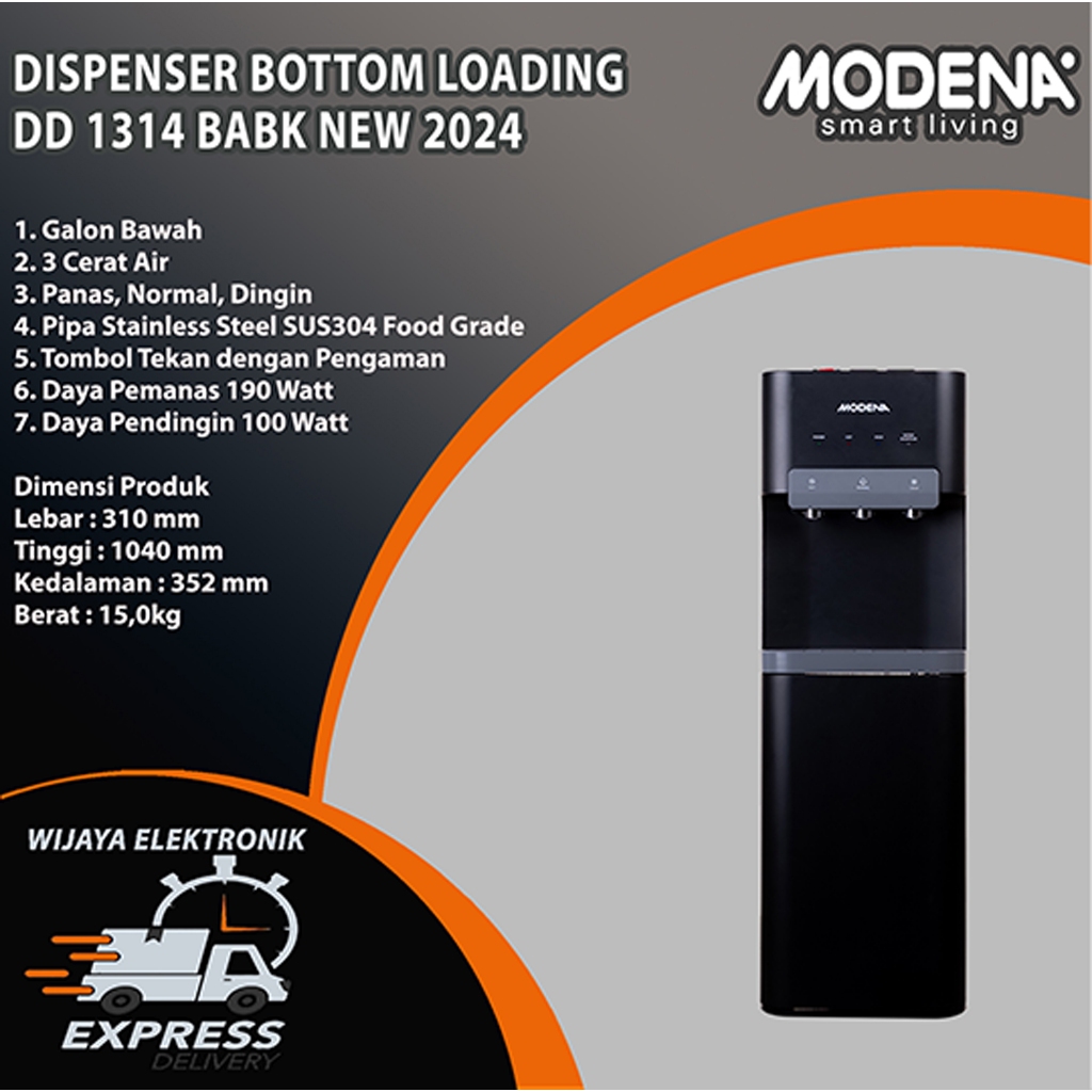 Modena DD 1314 BABK - Dispenser Bottom Loading Modena DD1314BABK Garansi Resmi