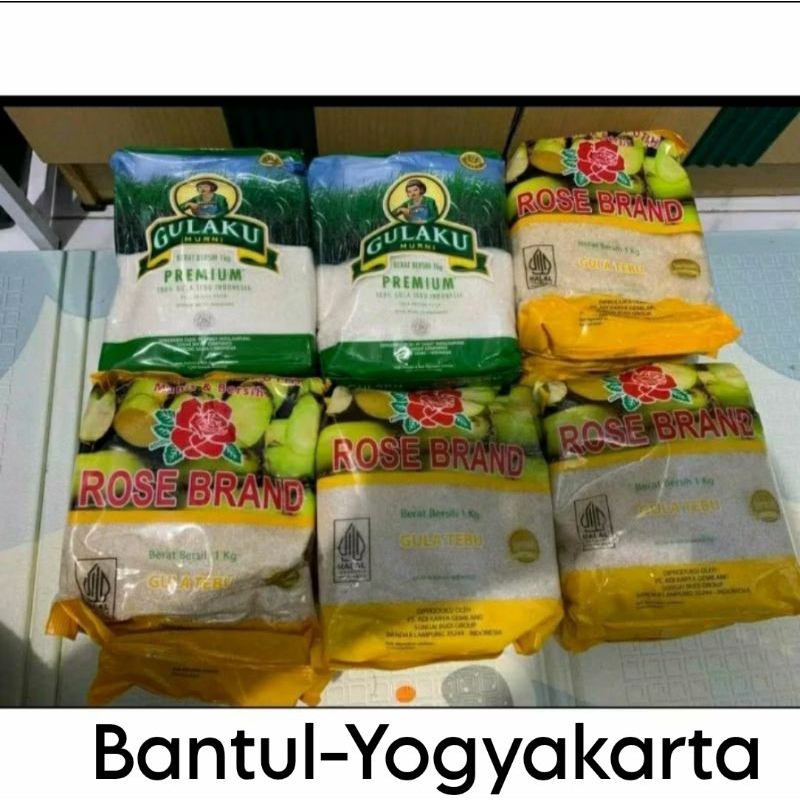 

Gula Pasir Kemasan 1kg Rosebrand/ PSM/ GMP/ MK/Gulavit/ Kebon Agung/ Gula Pasir Lokal