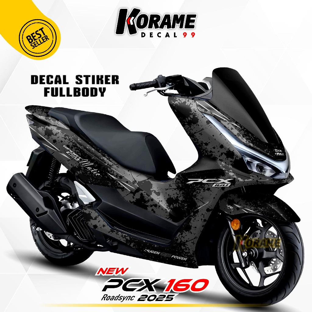 Decal Stiker PCX 160 RoadSync 2025 - Hayabusa Racing Black and Grey