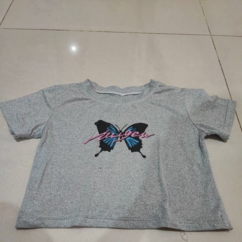 kaos grey abu butterfly anak