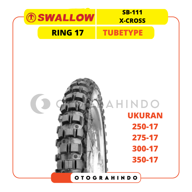 BAN LUAR MOTOR TRAIL SWALLOW SB-111 X-CROSS RING 17 UKURAN 250 275 300 350 TUBETYPE BAN MOTOR TRAIL