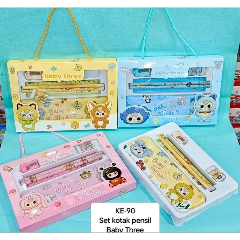 

1 PAK ISI 12 SET KOTAK ATK PREMIUM BABY THREE