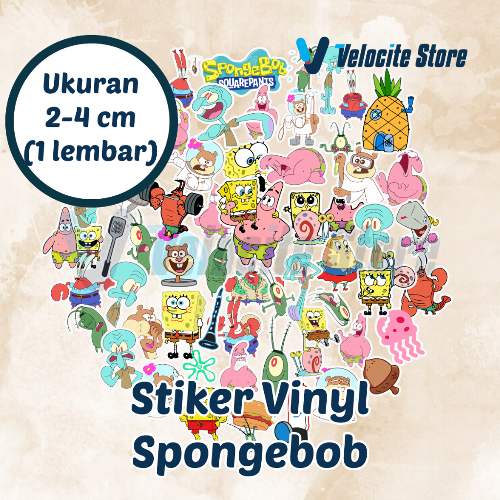 

Stiker Vinyl Spongebob Ukuran 2-4 cm (1 lembar)