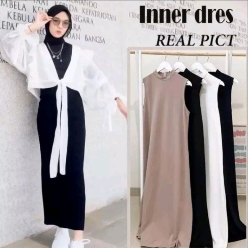 INNER DRES JERSEY DRES PANJANG / DRES PANJANG WANITA / MANSET GAMIS LEKBONG WANITA