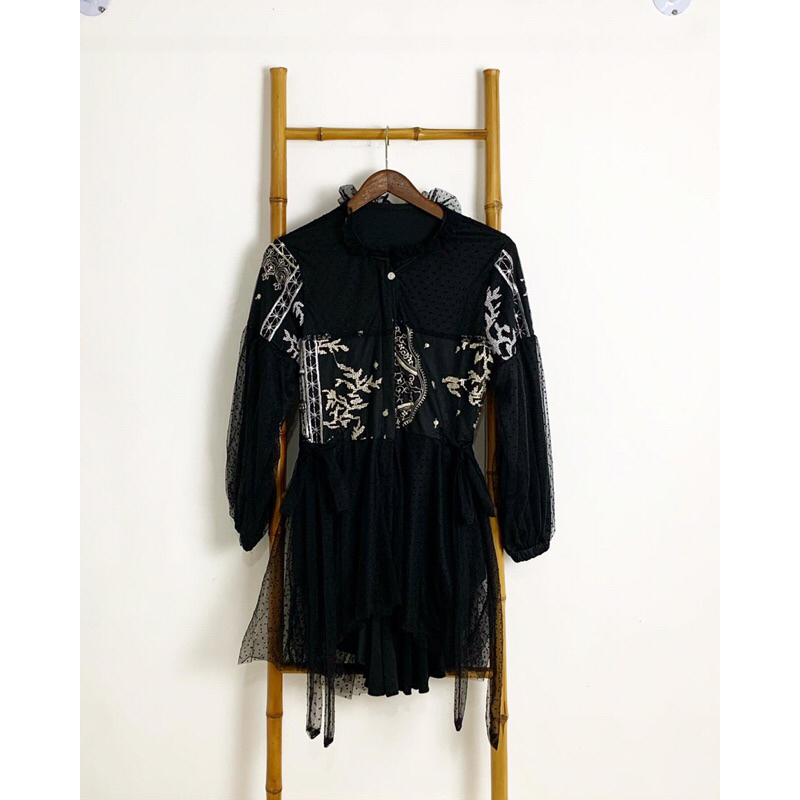 Sovia brokat- atasan brokat hitam- atasan wanita