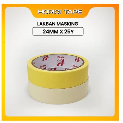 

HORICI Masking Tape Lakban Isolasi Kertas Putih & Kuning 12mm/24mm * 25y & 45mm *50y
