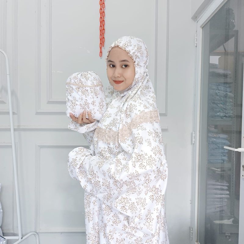 mukena terusan  dewasa katun foil mewah