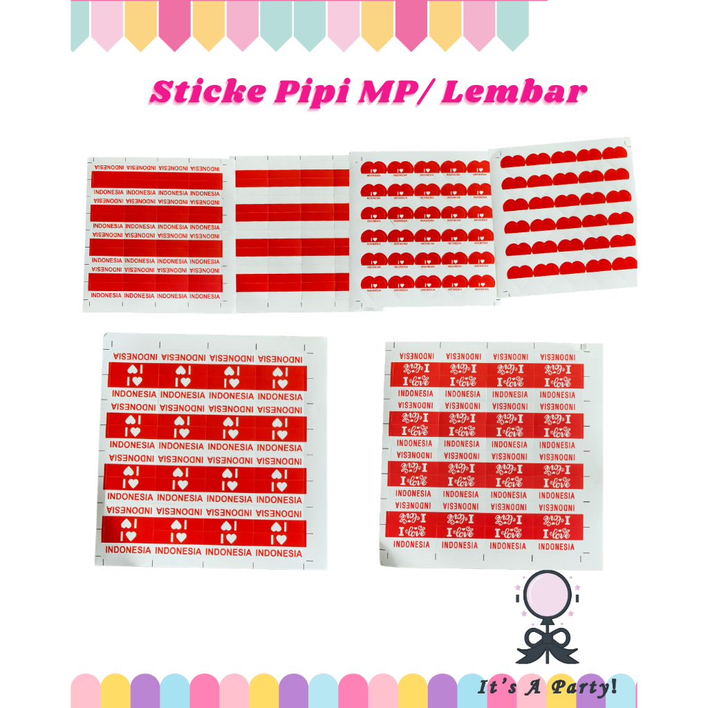 

Sticker Pipi / Stiker Bendera Merah Putih Dirgahayu/ Hut Ri / Kemerdekaan 1 Lembar Isi 32 Pcs