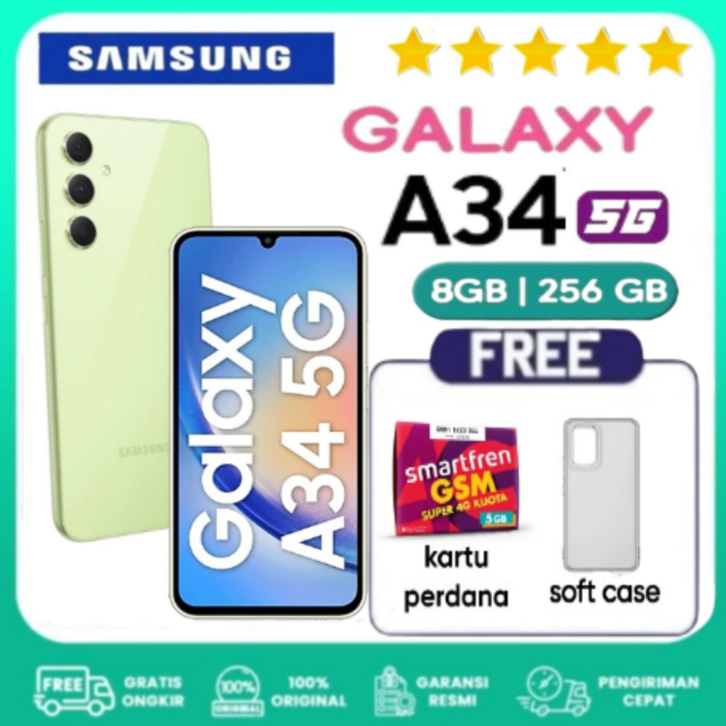 Samsung A34 5G 8GB/256GB - Terbaru A34 5G Garansi Resmi Samsung