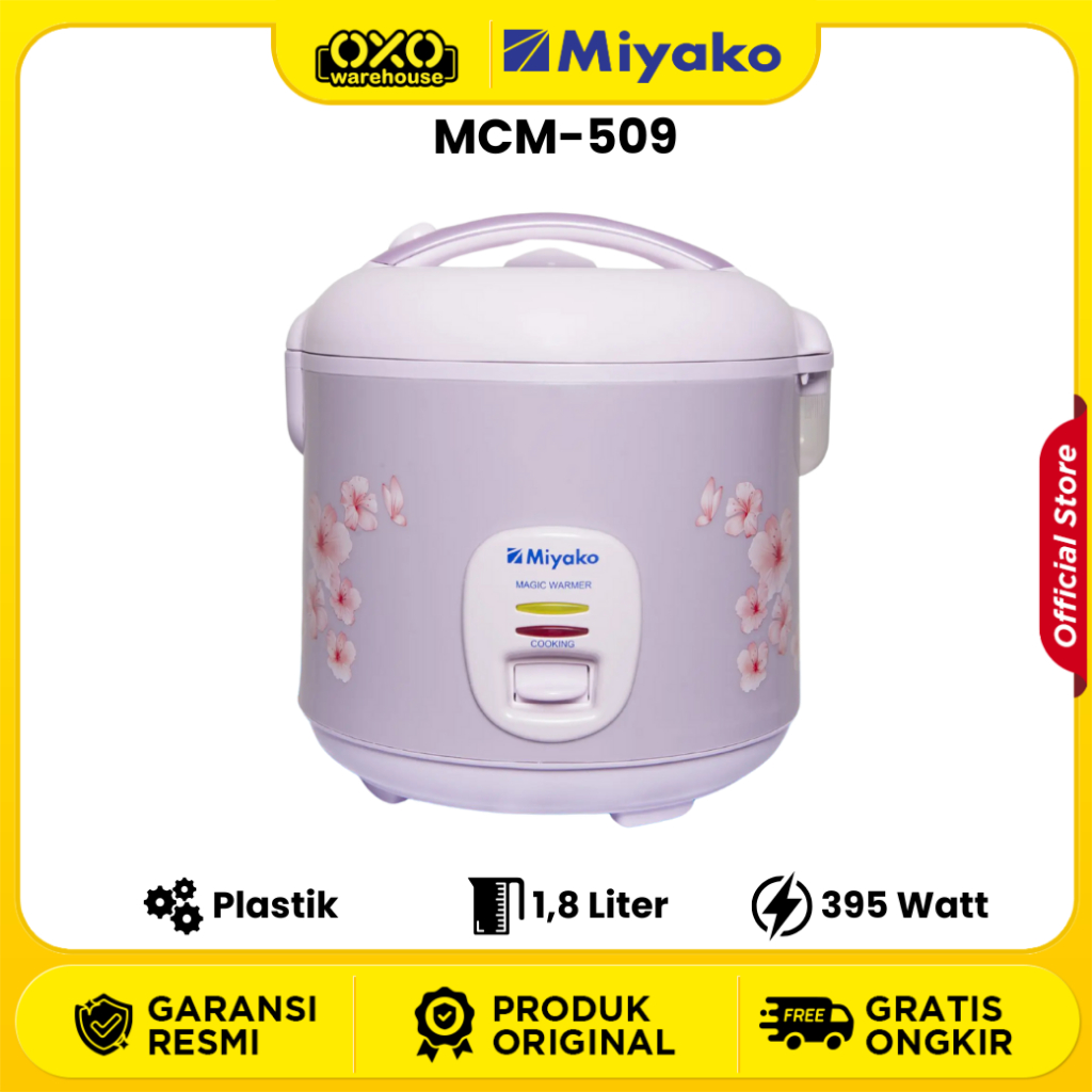 Miyako Rice Cooker MCM-509 1.8 Liter Mejikom Penanak Nasi Low Watt Anti Lengket Garansi Resmi