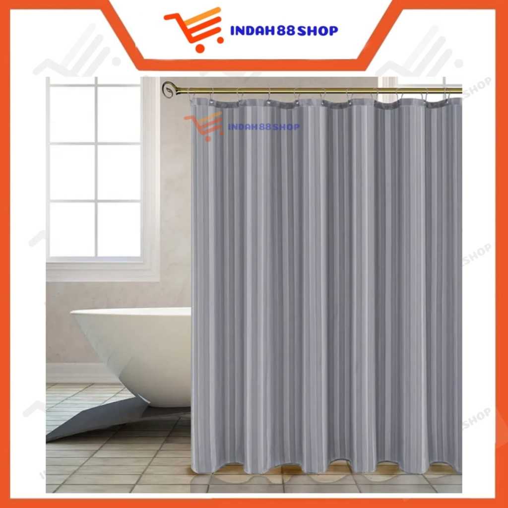 Tirai Shower Kain Polyester / Shower Curtain Tebal Waterproof
