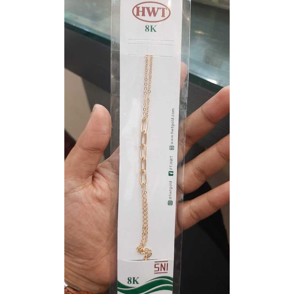 GELANG RANTAI POLOS DOUBLE LAYER KOMBINASI PAPERLINA HWT KADAR 375 8K