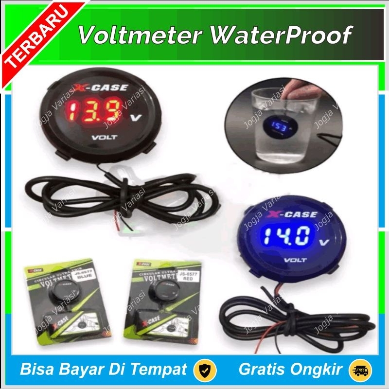 VOLTMETER DIGITAL WATERPROOF MOBIL MOTOR MULTIFUNGSI 12V DC PENGUKUR SUPLAY ARUS ADAPTOR PENGUKUR TE