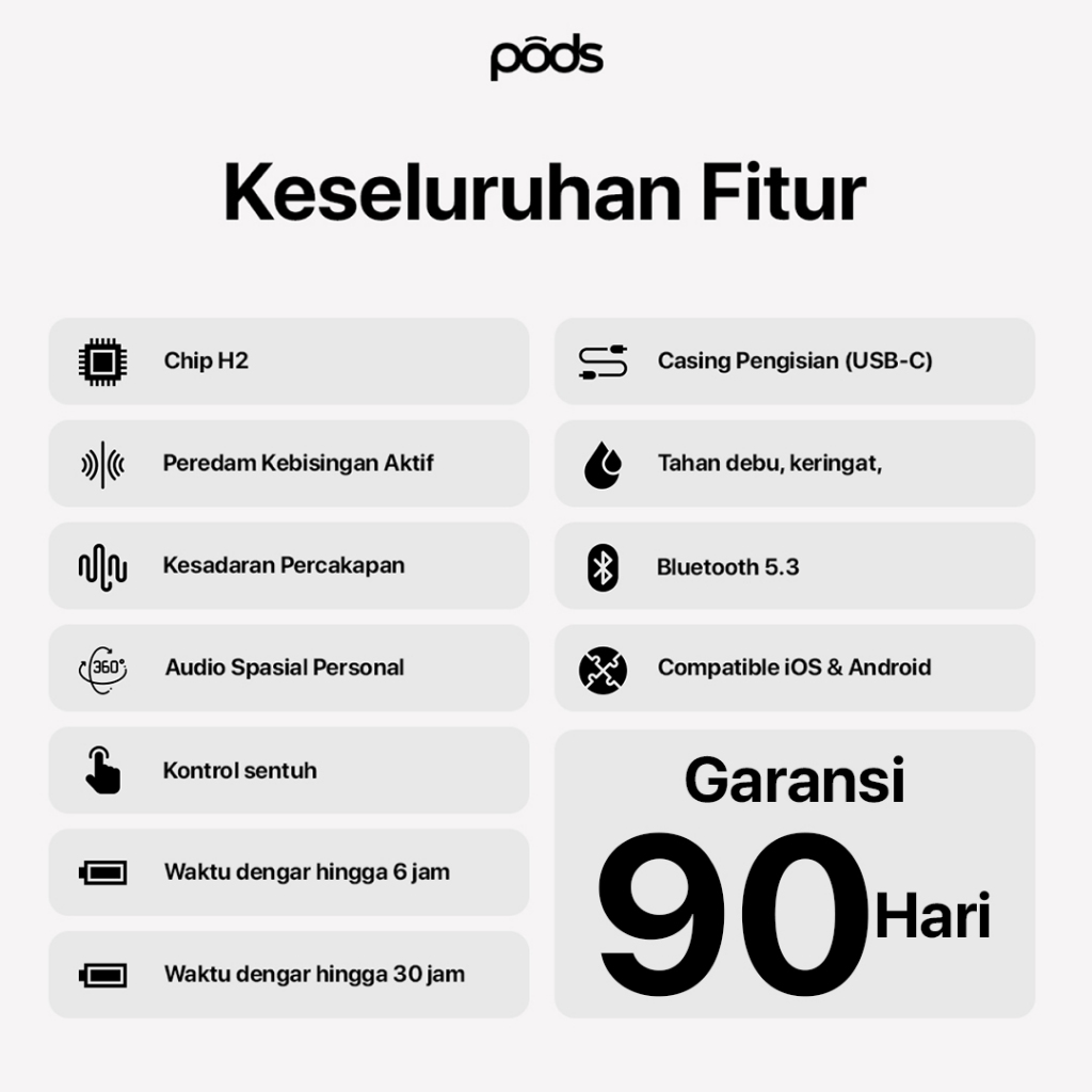 HOT PRODUCT TERBARU [BEST SELLER] ThePods Pro 2 ANC 100% TWS Active Noise Cancelation, H2 Chip,