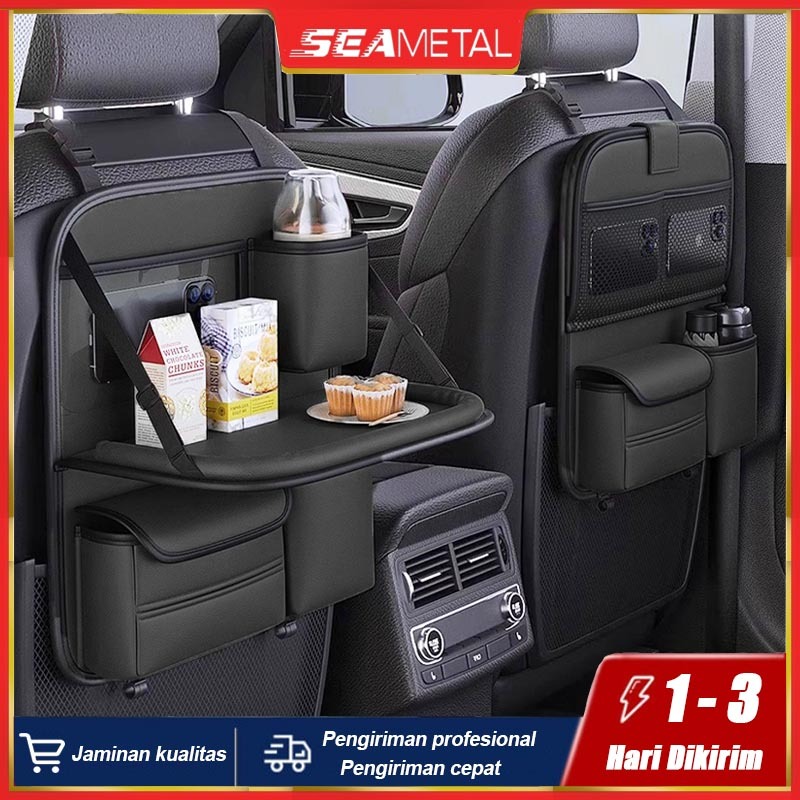 SEAMETAL Tas penyimpanan jok mobil Kulit Leather Premium Tas Jok Belakang Mobil Multifungsi