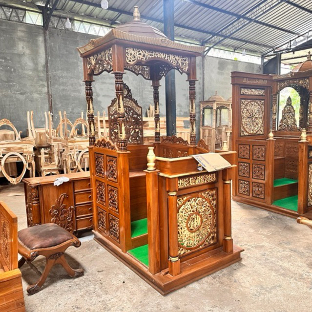 Mimbar Masjid Minimalis Modern, Mimbar Masjid Kayu Jati, Mimbar Masjid Termurah Kayu Jati Asli