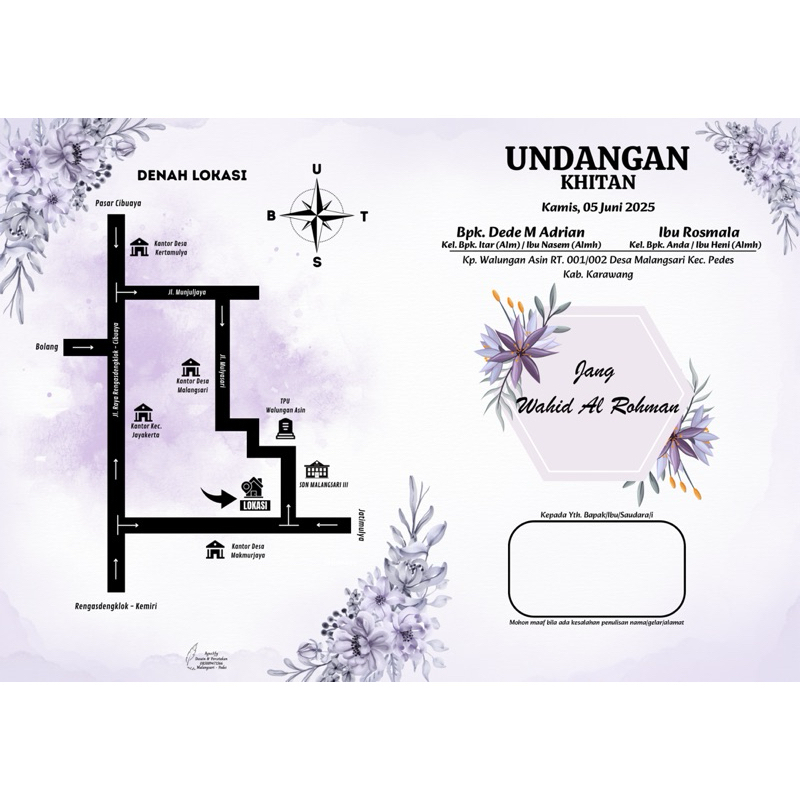 Surat Undangan Murah Khitanan/Sunatan