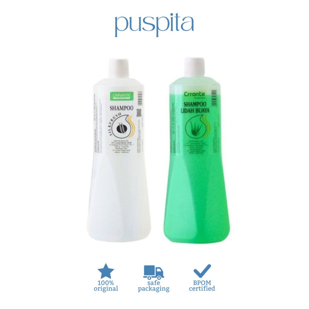 PUSPITA - Crrante Shampoo 1000ml / 1 Ltr Lidah Buaya / Silk Fresh / Lemon / Strawberry / Apel