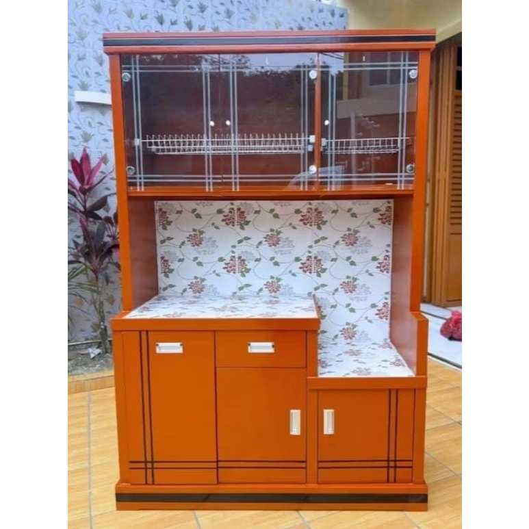 Lemari Sayur / Rak Dapur 3 Pintu Undak Kaca
