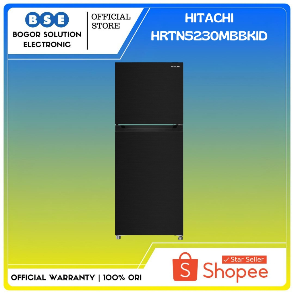 Kulkas 2 Pintu Hitachi HRTN5230MBBKID 210 Liter Kulkas Hitachi Inverter HRTN5230 - Brilliant Black