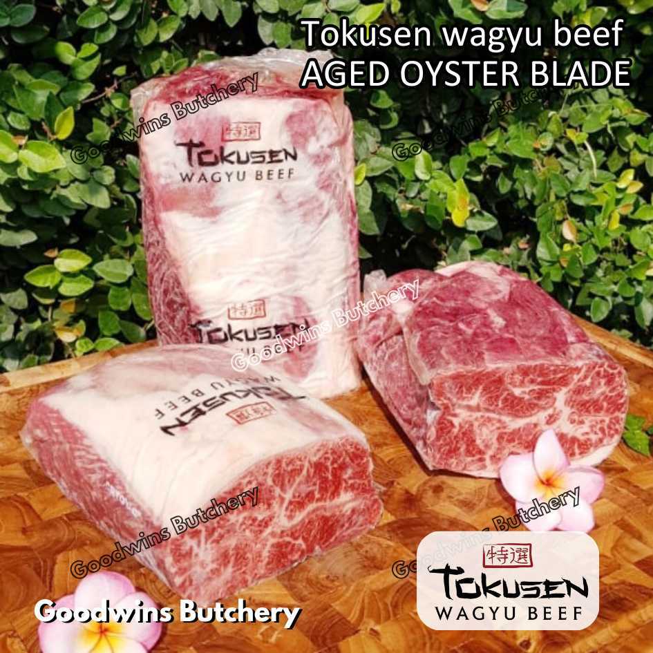 

Wagyu beef Tokusen OYSTER BLADE marbling MBS-5 aged-frozen daging sapi sampil HALF CUTS